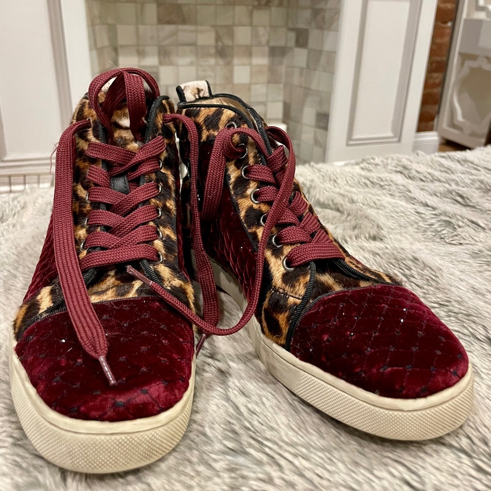 Christian Louboutin Velvet High Top Sneakers